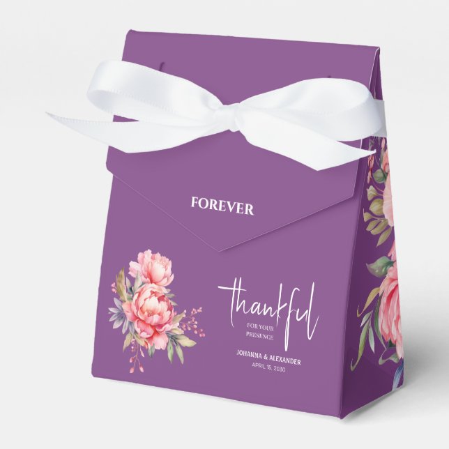Personalisiert für immer dankbare Pink Peony Weddi Geschenkschachtel (Vorderseite)