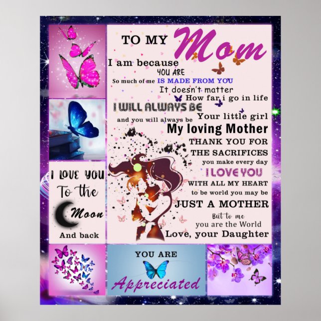 Personalisiert für meine Mama von der Tochter Poster (Vorne)