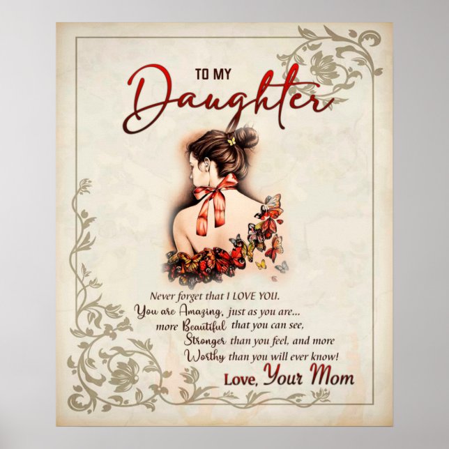 Personalisiert für meine Tochter von Mama Butterfl Poster (Vorne)