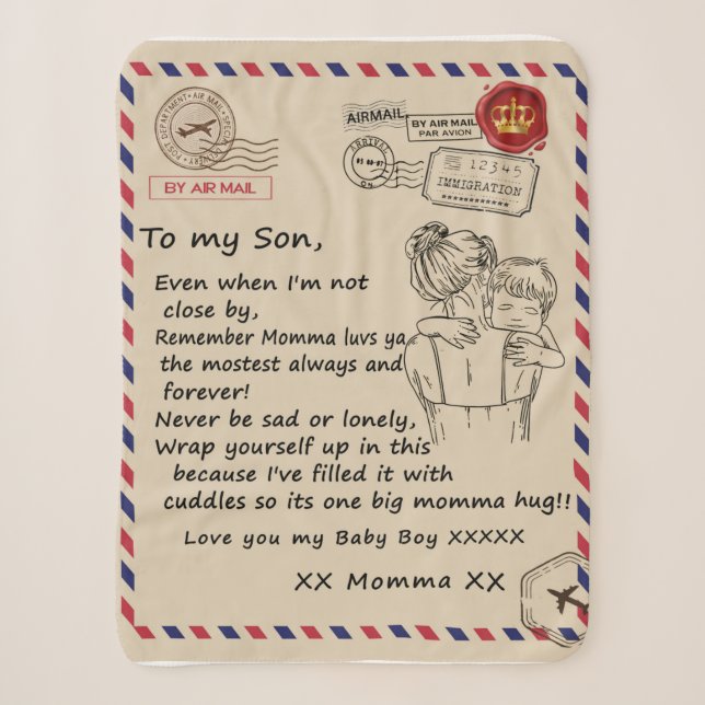 Personalisiert für meinen Sohn, Brief von der Mama Sherpadecke (Vorderseite)