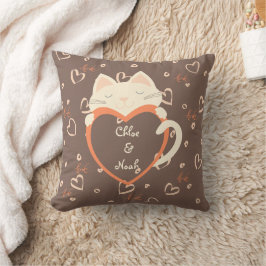 Personalisiert für Paare Niedlich Katze Valentinst Kissen