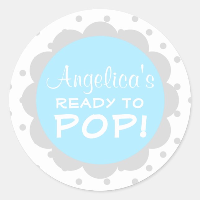 Personalisiert für Pop Babydusche Blue Boy Runder Aufkleber (Vorderseite)