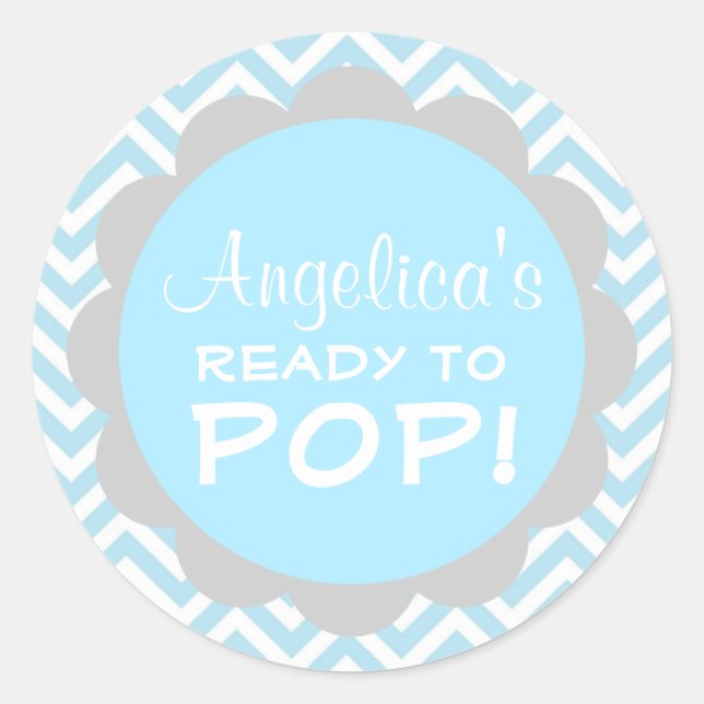 Personalisiert für Pop Babydusche Blue Boy Runder Aufkleber (Vorderseite)