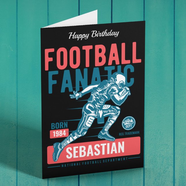 Personalisiert Fußball Fanatic Retro Geburtstag Karte (Von Creator hochgeladen)