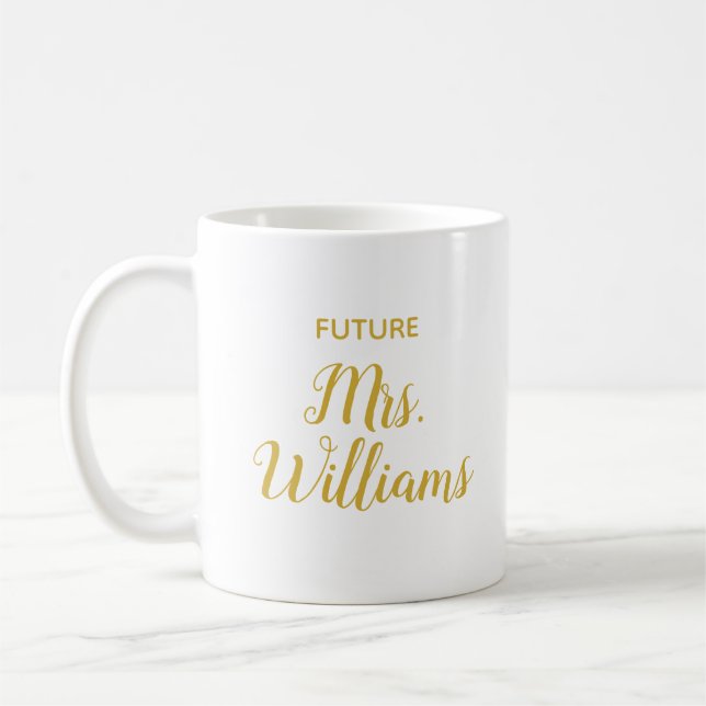 Personalisiert Future Mrs Bride Gift Custom Fiance Kaffeetasse (Links)