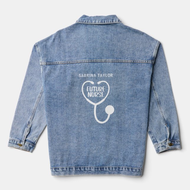 Personalisiert Future Nurse Stethoscope Jeansjacke (Rückseite)