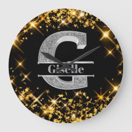 Personalisiert G Initial Silver Monogram Ihr Name Große Wanduhr