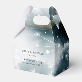 Personalisiert Galaxy Blue Gold Stars Hochzeit Geschenkschachtel
