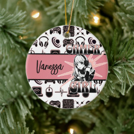 Personalisiert Gamer Girl | Gaming Keramik Ornament