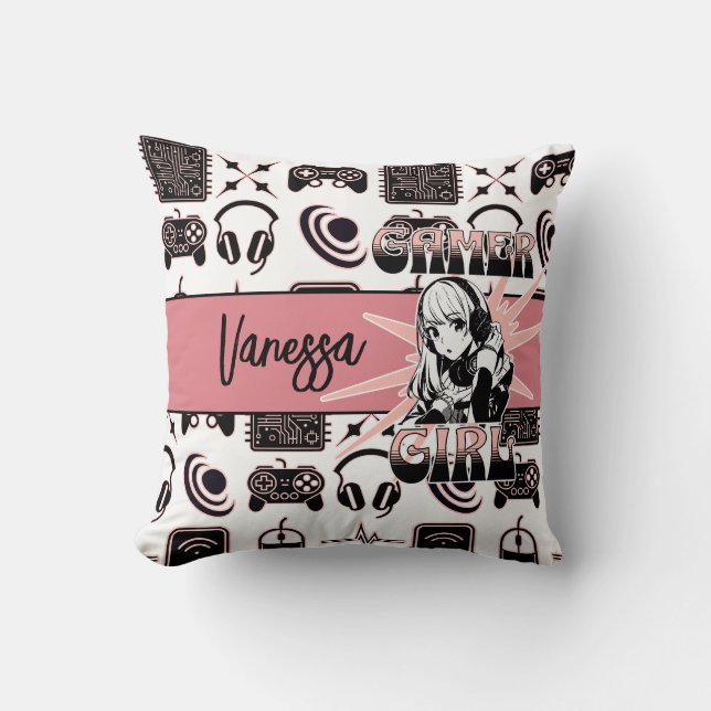 Personalisiert Gamer Girl | Gaming Kissen (Vorderseite)