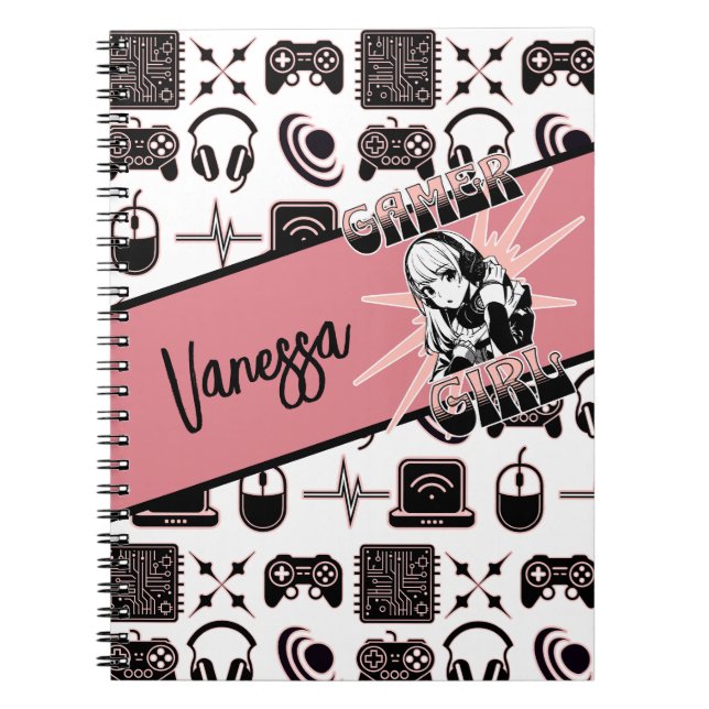 Personalisiert Gamer Girl | Gaming Notizblock (Vorderseite)
