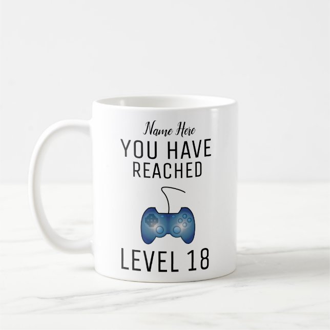 Personalisiert Gamer Tasse, 18. Geburtstagsgeschen Kaffeetasse (Links)
