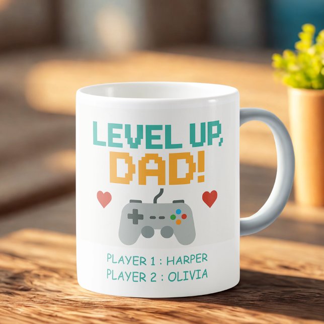 Personalisiert Gamer Vater | Level-Up-Vater mit Pl Kaffeetasse (Von Creator hochgeladen)