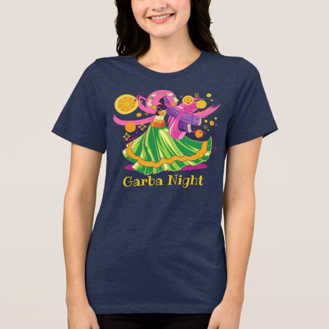 Personalisiert Garba Night Dancer Tri-Blend Shirt (Vorderseite)