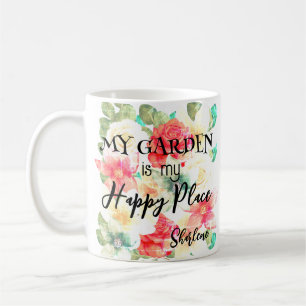 Personalisiert Garden Happy Place Blumenziffer Kaffeetasse