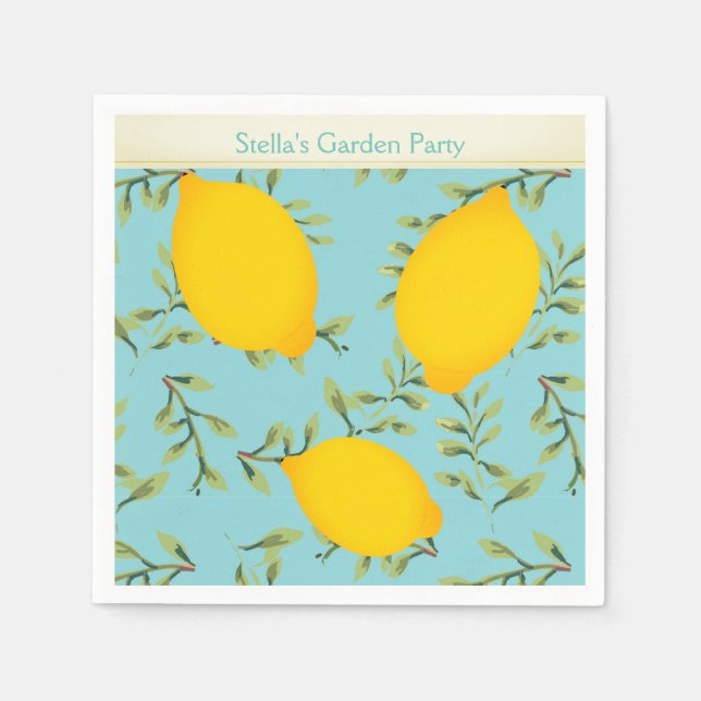 Personalisiert Garden Party Lemon Paper Napkins Serviette (Vorderseite)