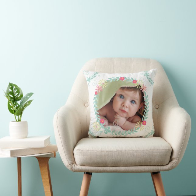 Personalisiert Garland Floral Baby Foto Kissen (Stuhl )