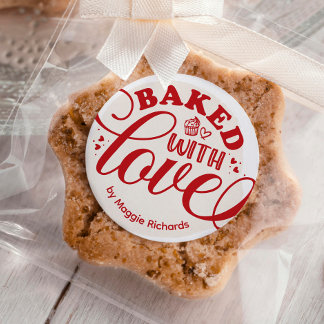 Personalisiert gebacken mit Liebe backen Runder Aufkleber