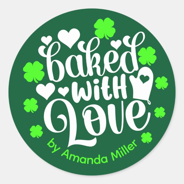 Personalisiert gebacken mit Liebe Irish Backen Runder Aufkleber (Vorderseite)