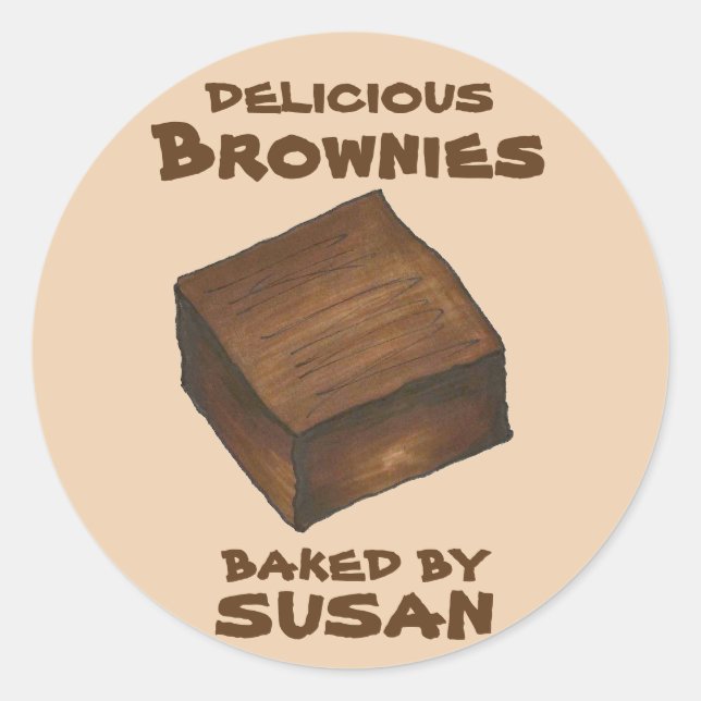 Personalisiert gebacken von Schokolade Brownie Squ Runder Aufkleber (Vorderseite)