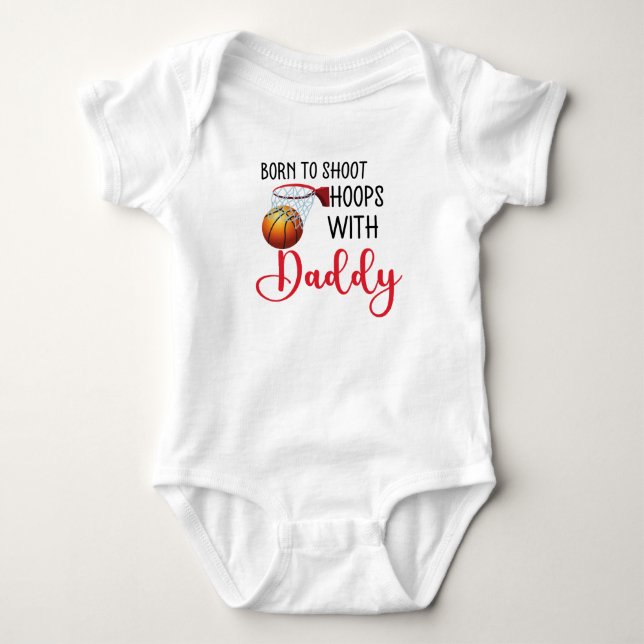Personalisiert Geboren, mit Daddy Hoops zu schieße Baby Strampler (Vorderseite)