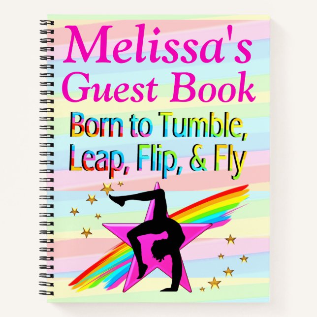 PERSONALISIERT GEBOREN ZU TUMBLE GYMNASTICS NOTEBO NOTIZBUCH (Vorderseite)