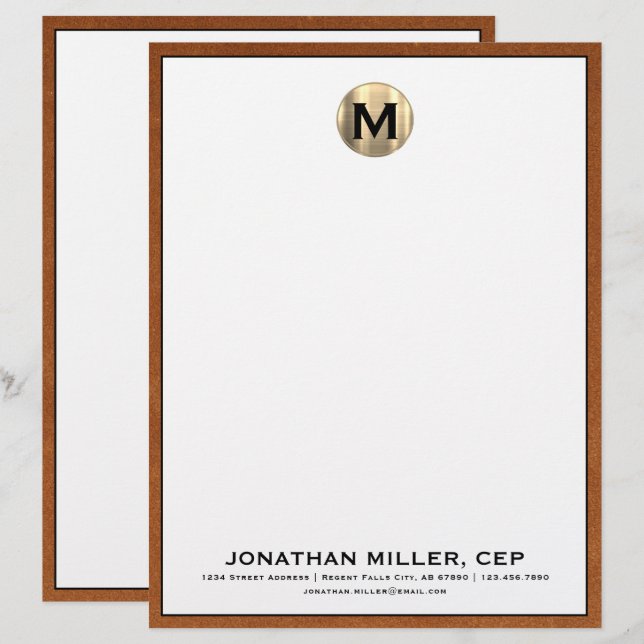 Personalisiert gebürstetes Monogramm Briefbogen (Vorne/Hinten)