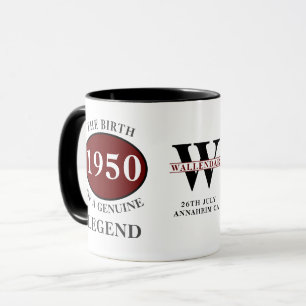 Personalisiert Geburtstag 1950 Elegant Monogram Le Tasse