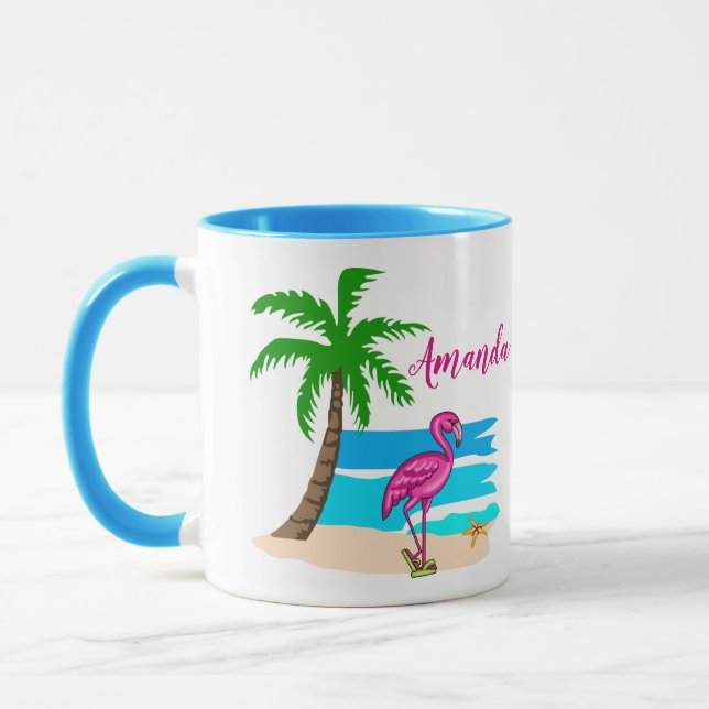 Personalisiert Gedreht Flop Flamingo Tasse (Links)