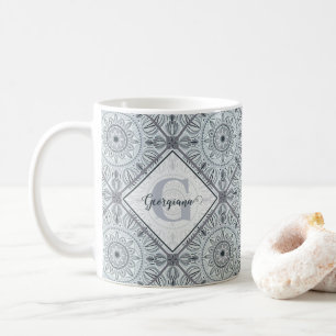Personalisiert geflorale Harmonie Gray Mandala Kaffeetasse