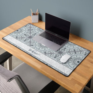 Personalisiert geflorale Harmonie Gray Mandala Schreibtischunterlage