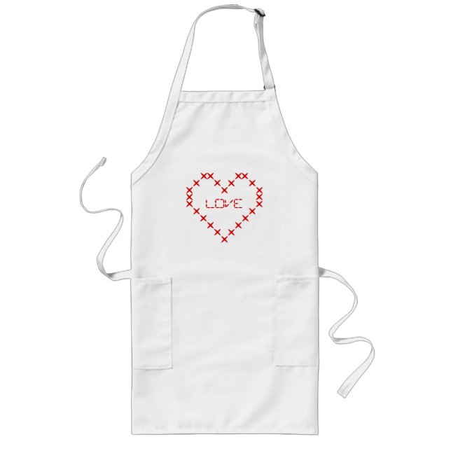 Personalisiert geheftete Liebe Herz-Schürze für Fr Lange Schürze (Vorne)