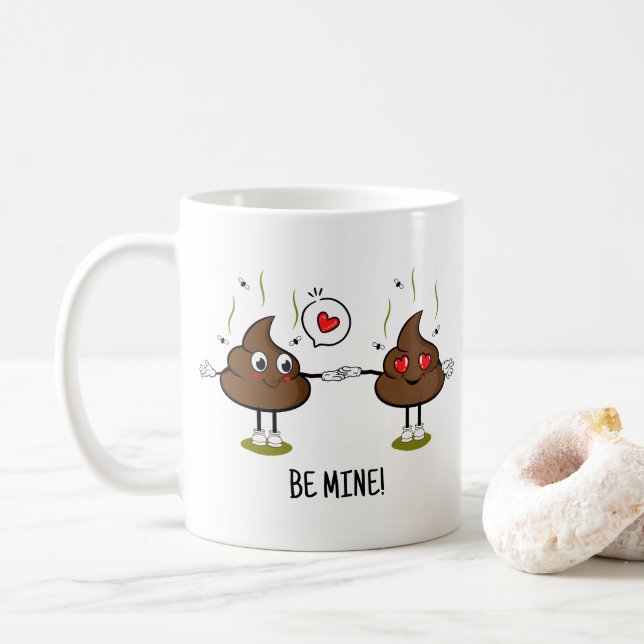 Personalisiert Gekackt Emoji Liebe Couple Kaffeetasse (Mit Donut)