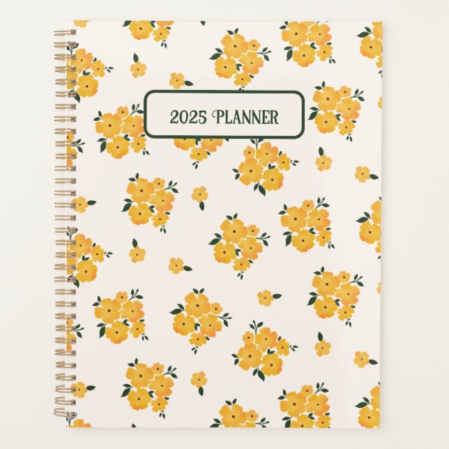 Personalisiert-Gelb-Blumenblatt 2025 Planer (Vorderseite)