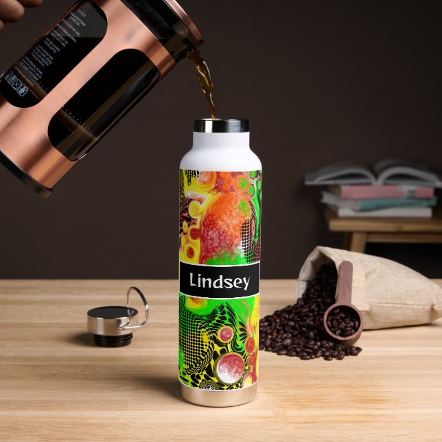 Personalisiert Gelb, Schwarz, Zitronengrün Kunst Trinkflasche (Kaffee)