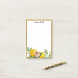 Personalisiert Gelb und Rosen, Rosen und Rosen Post-it Klebezettel