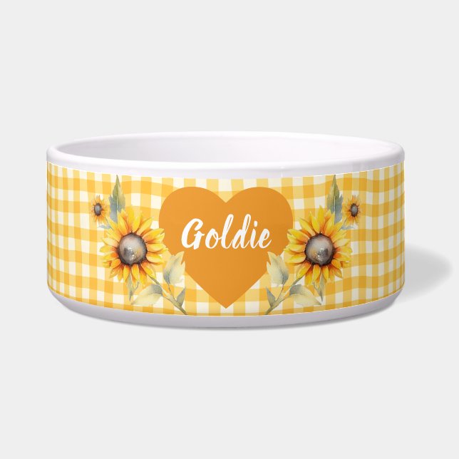 Personalisiert Gelbblüte Kariert Napf (Vorderseite)