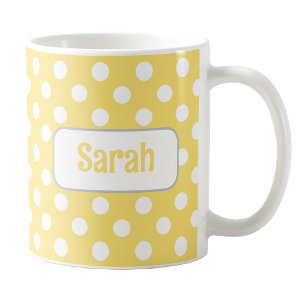 Personalisiert Gelbe Polka Dot Tasse