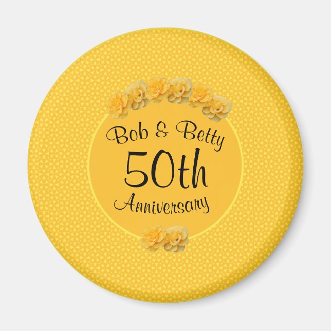 Personalisiert-Gelbe Rose 50 Jahre alt Magnet (Vorne)