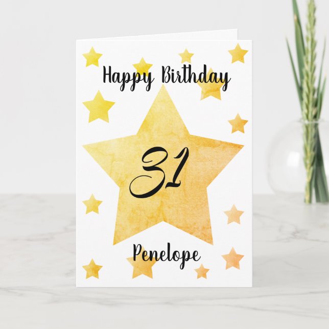 Personalisiert Gelbe Sterne 31. Geburtstag Karte (Vorderseite)