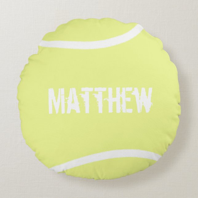 Personalisiert-Gelbe Tennisball Rundes Kissen (Vorderseite)