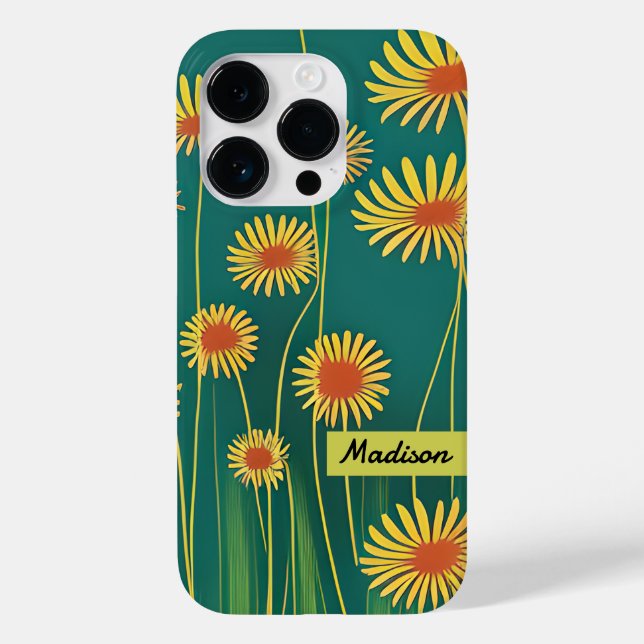 Personalisiert Gelbe Wildblumen Case-Mate iPhone 14 Pro Hülle (Rückseite)