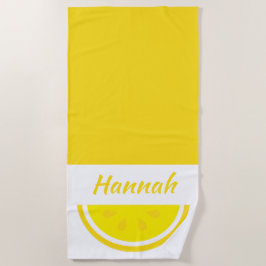 Personalisiert-Gelbe Zitrone Strandtuch