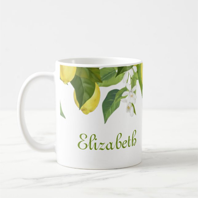 Personalisiert-Gelbe Zitrusfrüchte Kaffeetasse (Links)