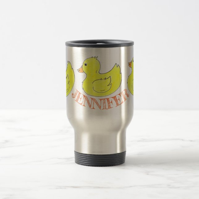 Personalisiert-gelber Gummihandschuh-Duckkrug Reisebecher (Mittel)
