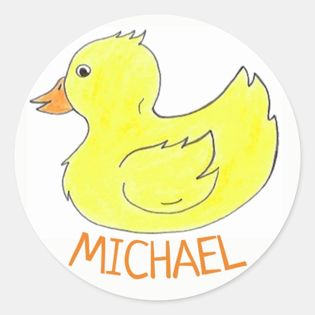 Personalisiert-gelber Gummihandschuh-Duckkrug Runder Aufkleber (Vorderseite)
