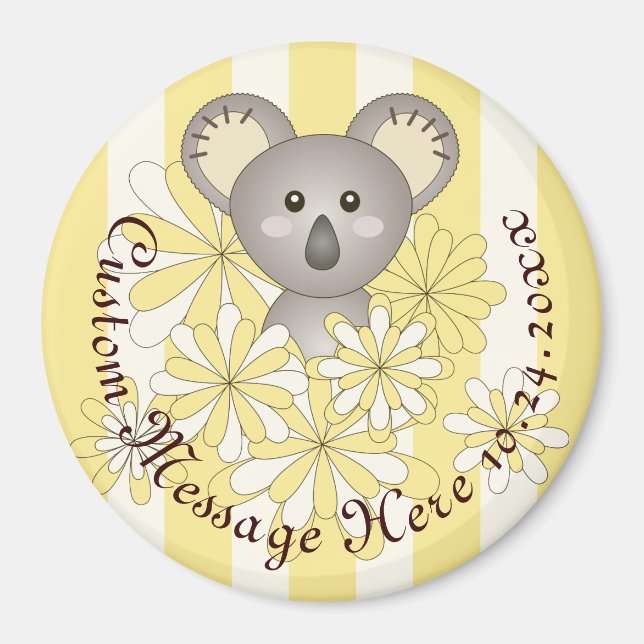 Personalisiert-Gelber Streifen Baby Koala Gastgesc Magnet (Vorne)
