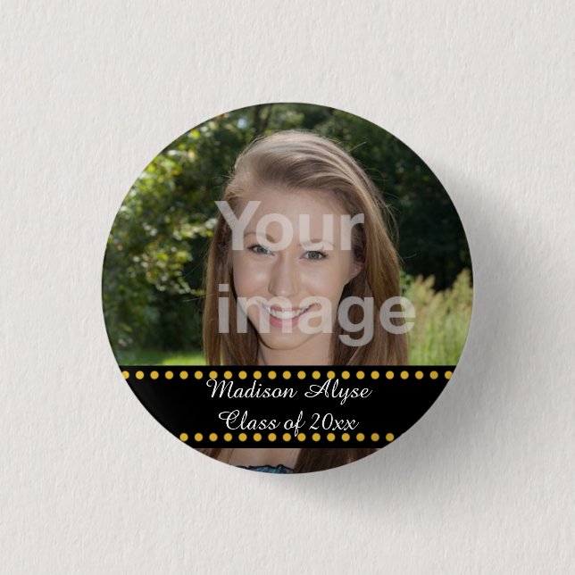 Personalisiert-Gelbes Foto Abschluss Jahr Schaltfl Button (Vorderseite)