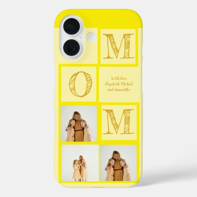 Personalisiert-Gelbes iPhone Case-Custom Foto|Text 16 Hülle (Rückseite)