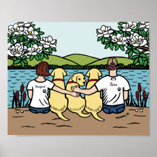 Personalisiert-gelbes Labrador-Familie Brown Kurz  Poster